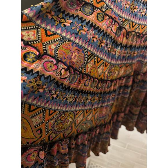 Coldwater Creek XL Boho Tiered Maxi Skirt Multicolor Geometric Print - Picture 3 of 5